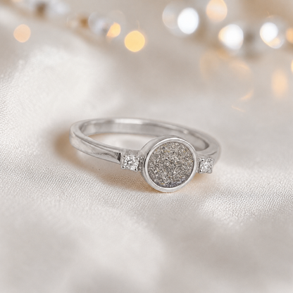 Keepsake Memorial Silver Azrael Ashes Ring in Natural Ash - Handcrafted in the UK