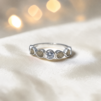 Keepsake Memorial Silver Celestina Ashes Ring in Natural Ash - Handcrafted in the UK