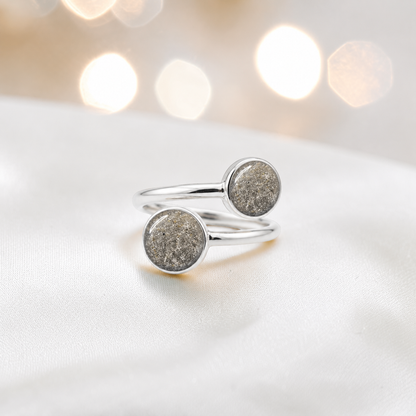 Keepsake Memorial Silver Elysia Ashes Ring in Natural Ash - Handcrafted in the UK