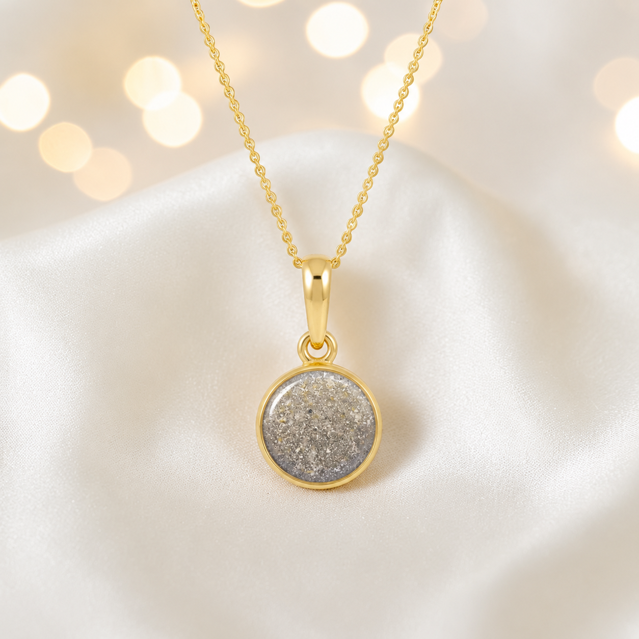 Natural ash Eternal Gold 9ct gold pendant, handcrafted in Lancashire UK – by Keepsake Memorial Jewellery