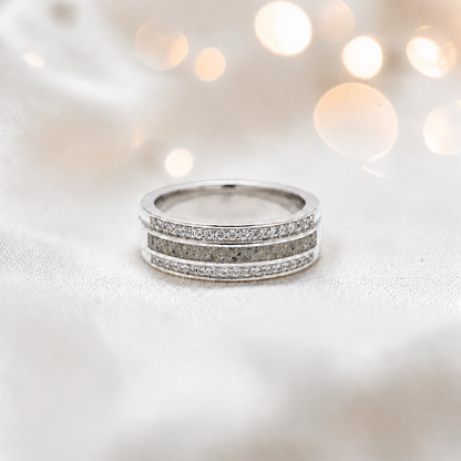 Keepsake Memorial Silver Evie Ashes Ring in Natural Ash - Handcrafted in the UK