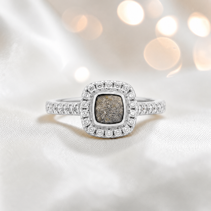Keepsake Memorial Silver Florence Ashes Ring in natural ash - Handcrafted in the UK