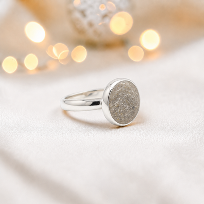Keepsake Memorial Silver Gabrielle Ashes Ring in Natural Ash  - Handcrafted in the UK