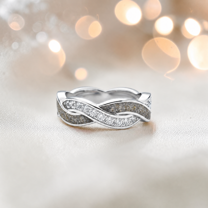 Keepsake Memorial silver Grace and ring, in natural ash, handcrafted in Lancashire, UK