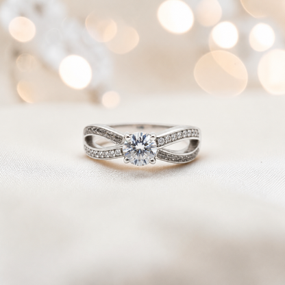 Keepsake Memorial Silver Infinity Ashes Ring in natural ash  - Handcrafted in the UK 