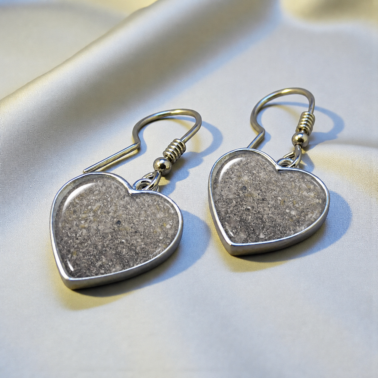 Keepsake Memorial Silver Ladies Heart Ashes Earrings - Whispers Of Love