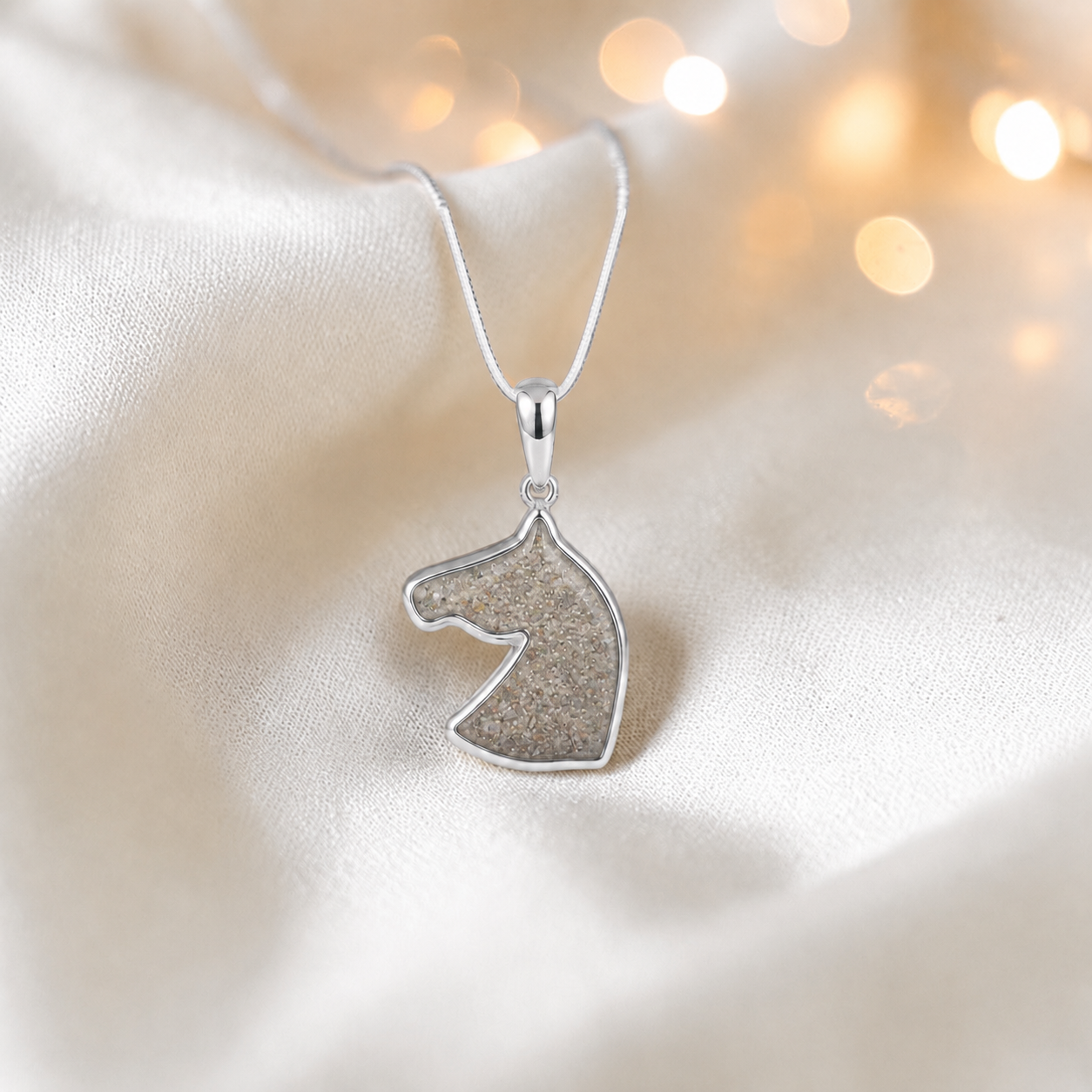 Willow horse head ashes pendant in natural ash, handcrafted in Lancashire UK - by Keepsake Memorial Jewellery