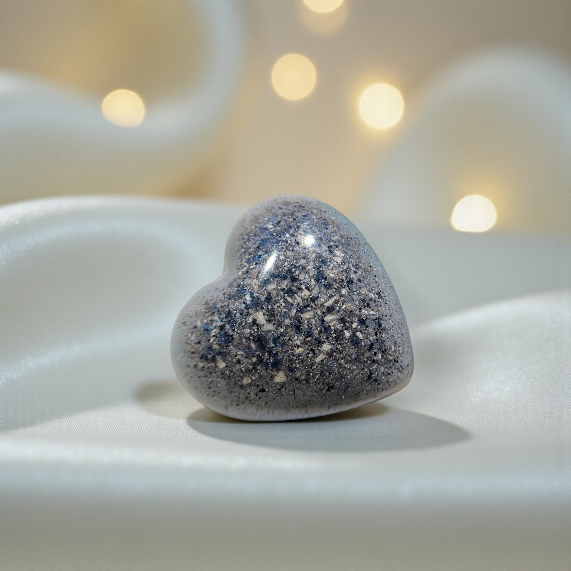 Small hand held heart, with cremation ashes, handcrafted in Lancashire, UK