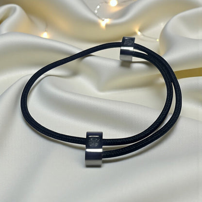 Atlas men's stainless steel and cord memorial bracelet , handcrafted in Lancashire UK by Keepsake Memorial Jewellery