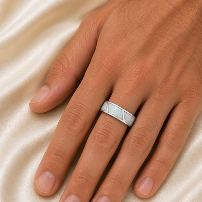 Axis men's memorial band ring, handcrafted in Lancashire UK by Keepsake Memorial Jewellery
