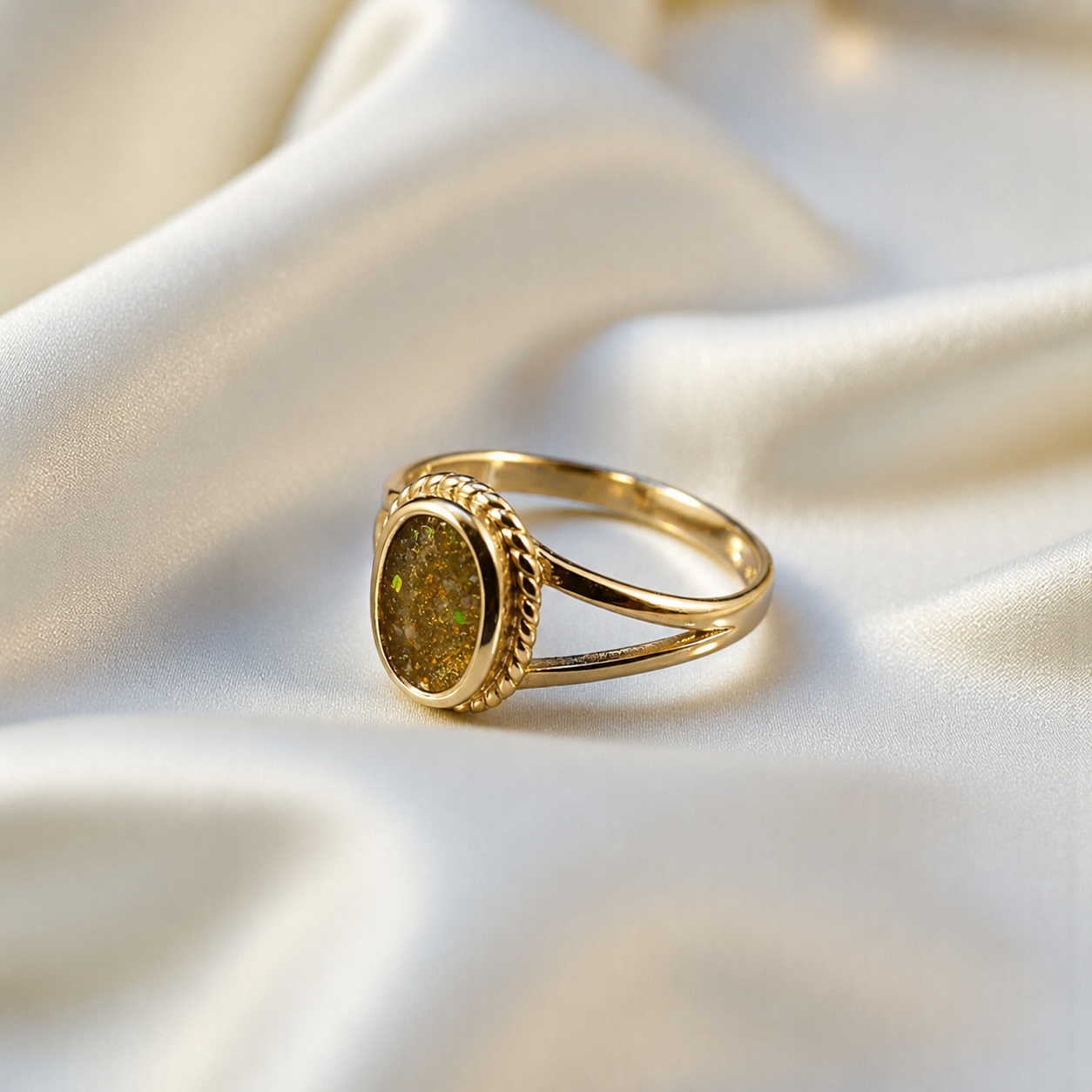 Ayla, 9ct gold oval memorial ring, handcrafted in Lancashire, UK – by Keepsake Memorial Jewellery
