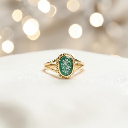 Ayla, 9ct gold oval memorial ring, handcrafted in Lancashire, UK – by Keepsake Memorial Jewellery