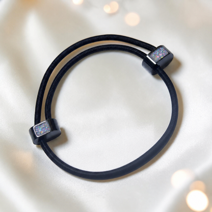 Baby blue Atlas men's stainless steel and cord memorial bracelet , handcrafted in Lancashire UK by Keepsake Memorial Jewellery