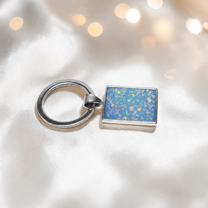Stainless steel always with me keyring in baby blue, handcrafted in Lancashire, UK - by Keepsake Memorial Jewellery