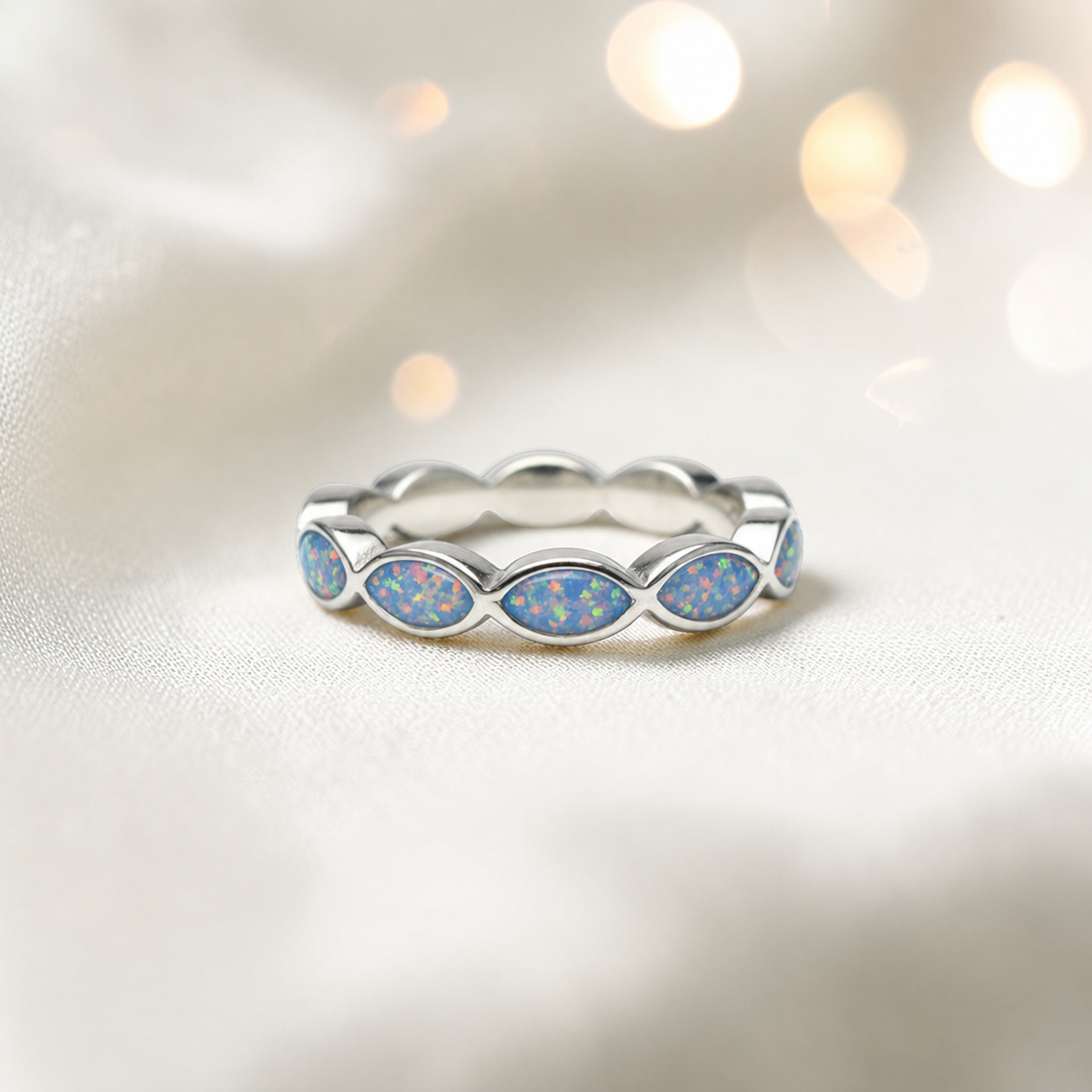 Keepsake Memorial Silver Amara Ashes Ring in Baby Blue - Handcrafted in the UK