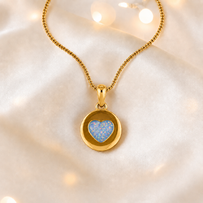 Baby Blue Dainty Heart 9ct gold pendant, handcrafted in Lancashire UK – by Keepsake Memorial Jewellery