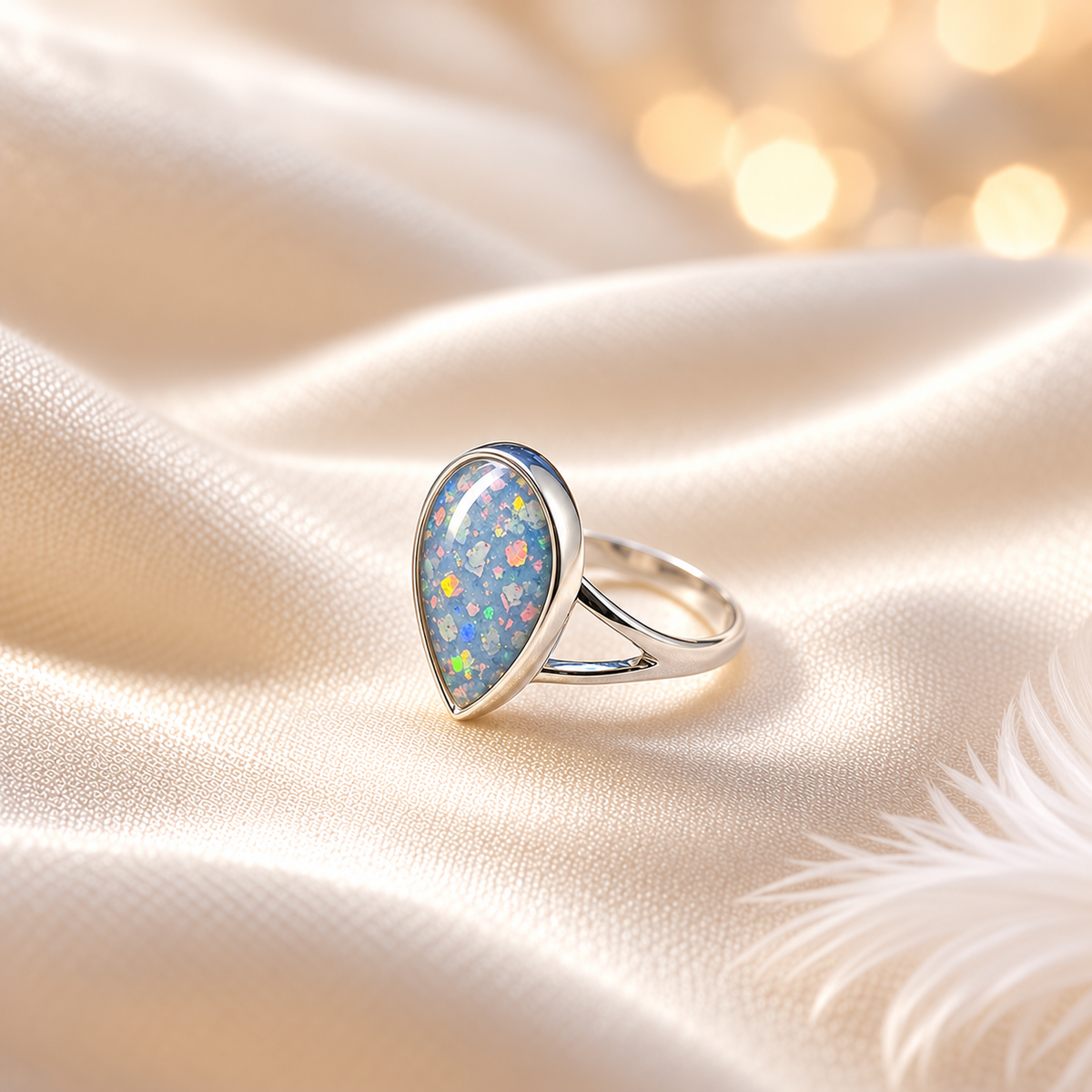 keepsake memorial silver teardrop ashes ring  Elizabeth, handcrafted in Lancashire