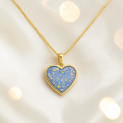 Baby Blue Golden heart 9ct gold pendant, handcrafted in Lancashire UK – by Keepsake Memorial Jewellery