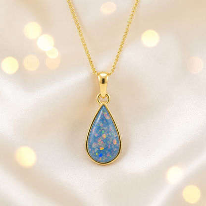 Baby blue Golden Light 9ct gold pendant, handcrafted in Lancashire UK – by Keepsake Memorial Jewellery