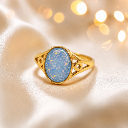 Baby Blue Margot 9ct gold signet memorial ring, handcrafted in Lancashire, UK – by Keepsake Memorial Jewellery