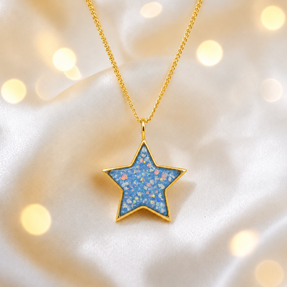 Baby Blue Merak Star 9ct gold pendant, handcrafted in Lancashire UK – by Keepsake Memorial Jewellery