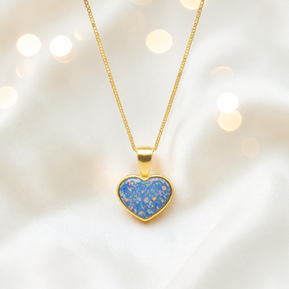 Baby Blue Treasured  heart 9ct gold pendant, handcrafted in Lancashire UK – by Keepsake Memorial Jewellery