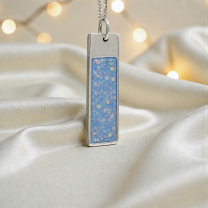 Baby blue Valour men's sterling silver memorial pendant, handcrafted in Lancashire UK by Keepsake Memorial Jewellery