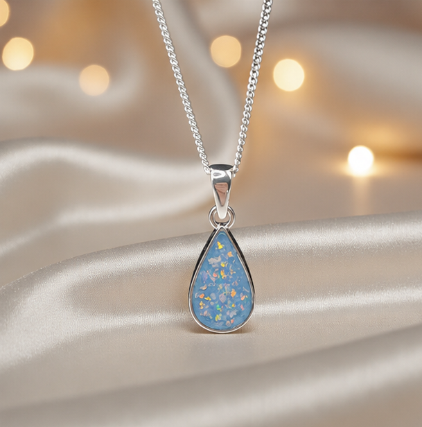 Keepsake Memorial Silver Ladies Teardrop Shape Ashes Pendant - Vega