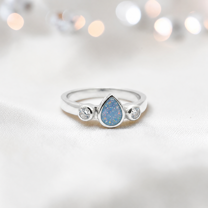 Keepsake Memorial Silver Cassiel Ashes Ring in baby blue - Handcrafted in the UK