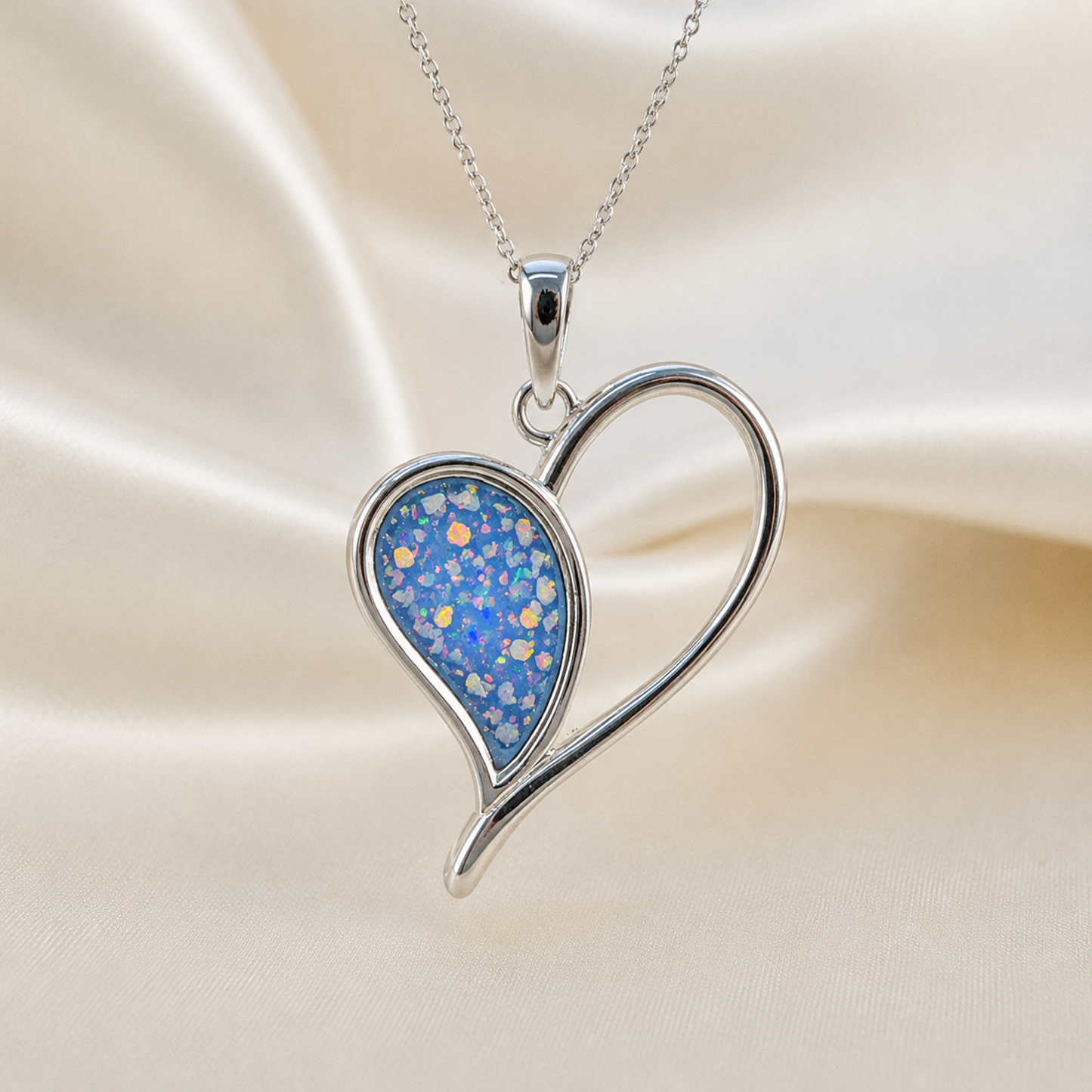 Keepsake Memorial Silver Ladies Heart Ashes Pendant - Elnath