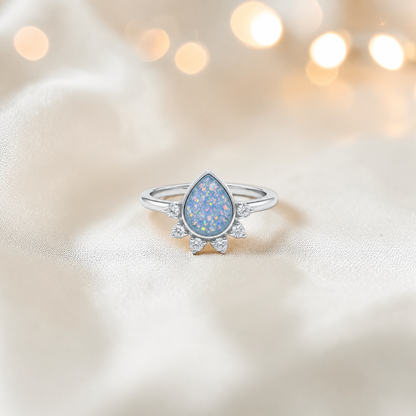 Keepsake Memorial Silver Eternelle Ashes Ring in Baby Blue  - Handcrafted in the UK