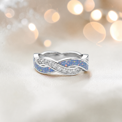 Keepsake Memorial Silver grace Ashes Ring in Baby Blue - Handcrafted in the UK 