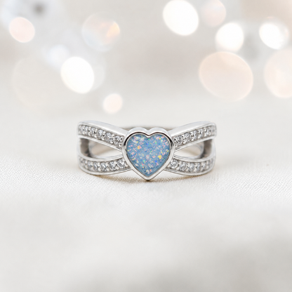 Keepsake Memorial Silver Stella Ashes Ring in baby blue  - Handcrafted in the UK