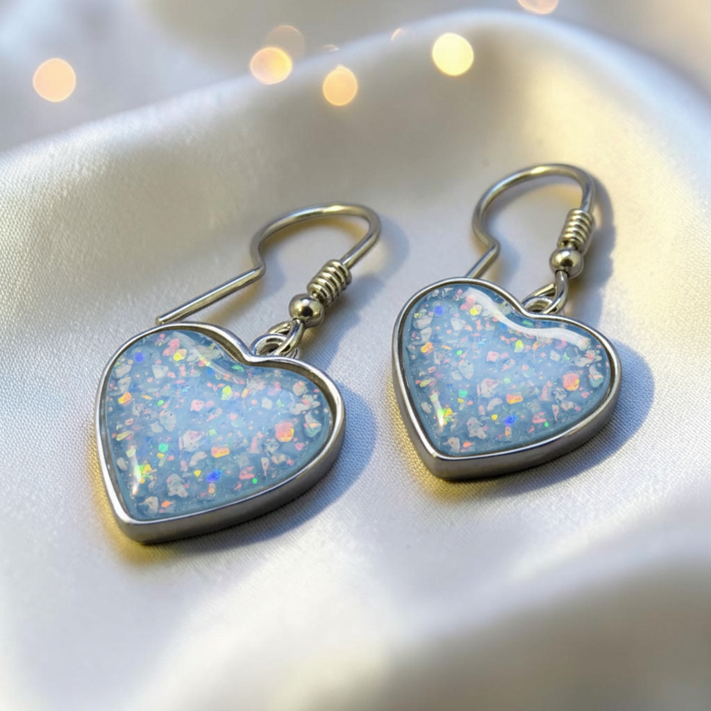 Keepsake Memorial Silver Ladies Heart Ashes Earrings - Whispers Of Love