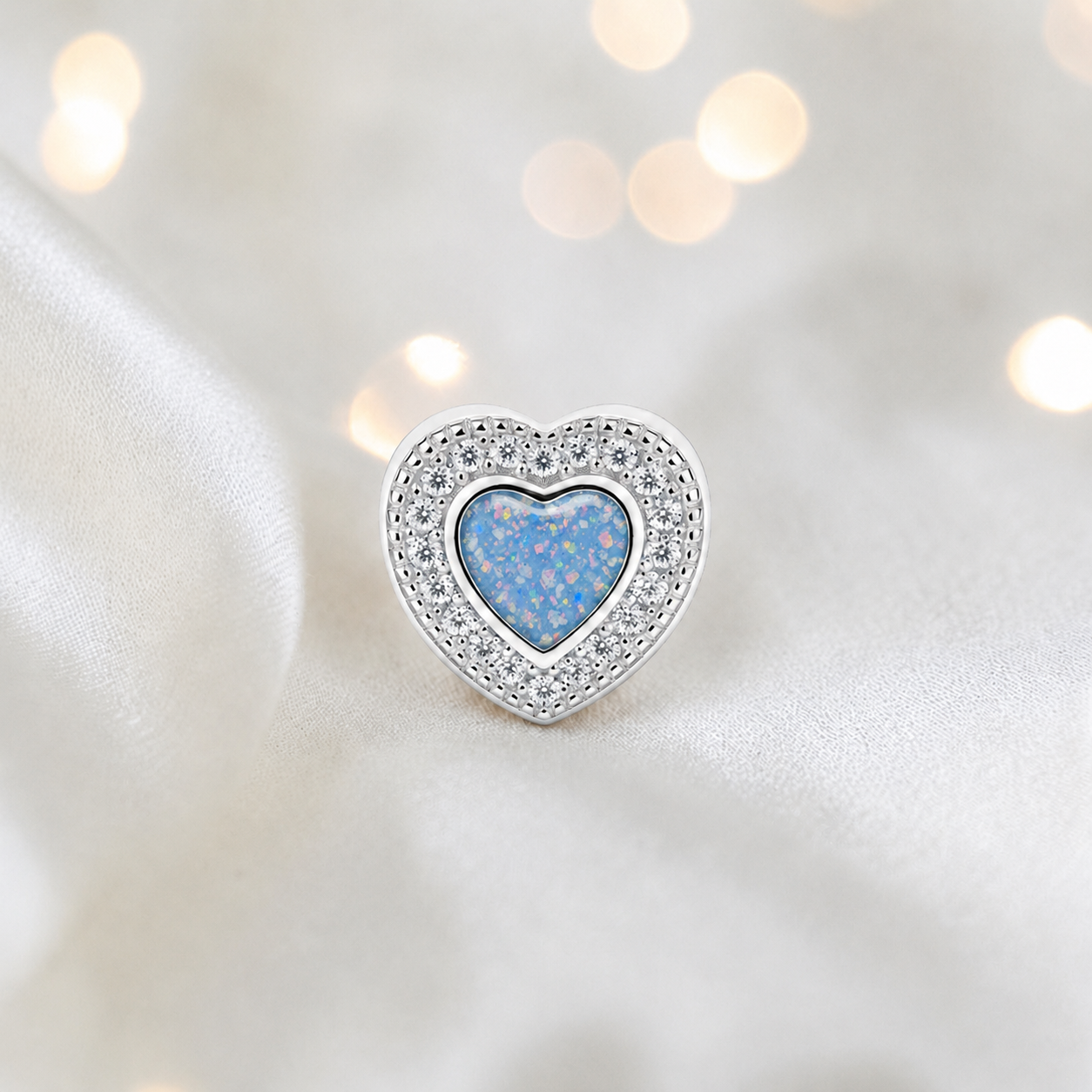 Baby blue sterling silver whispers of love  ashes memorial charm, handcrafted in Lancashire by keepsake memorial