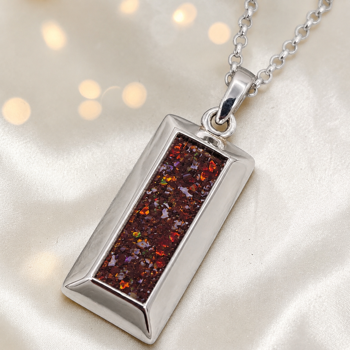 Bastion men's sterling silver 3D bar memorial pendant, handcrafted in Lancashire UK by Keepsake Memorial Jewellery