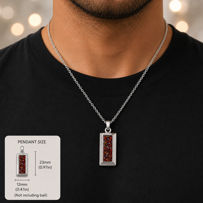 Copper mocha Bastion men's sterling silver 3D bar memorial pendant, handcrafted in Lancashire UK by Keepsake Memorial Jewellery