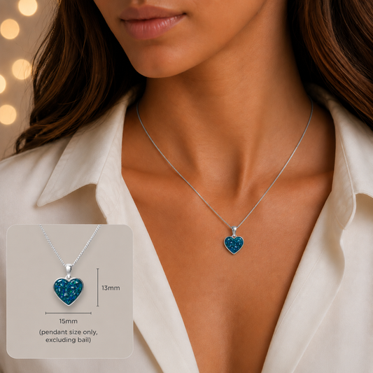 silver heart shaped ashes memorial pendant handcrafted in lancashire