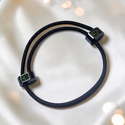 Black flame Atlas men's stainless steel and cord memorial bracelet , handcrafted in Lancashire UK by Keepsake Memorial Jewellery