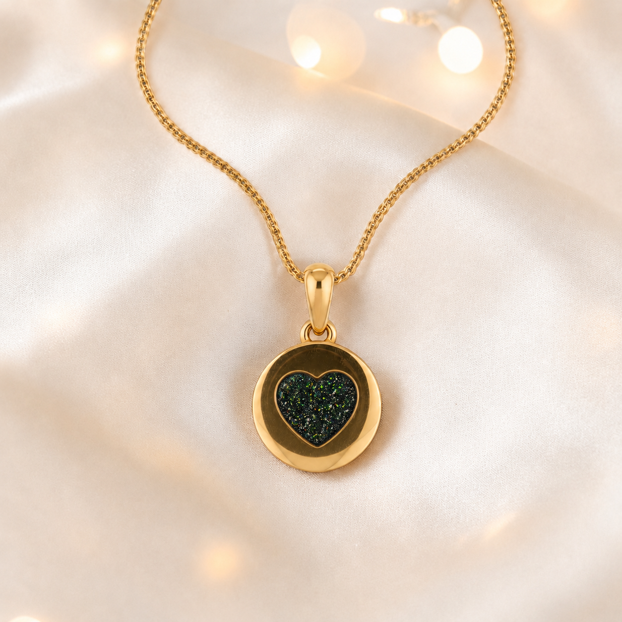 Black Flame Dainty Heart 9ct gold pendant, handcrafted in Lancashire UK – by Keepsake Memorial Jewellery