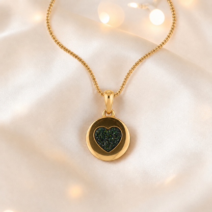Black Flame Dainty Heart 9ct gold pendant, handcrafted in Lancashire UK – by Keepsake Memorial Jewellery