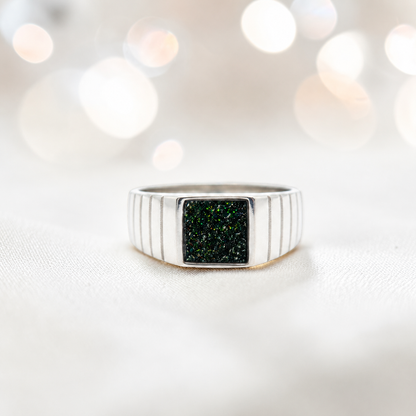 Black flame Echo men's sterling silver memorial signet ring, handcrafted in Lancashire UK by Keepsake Memorial Jewellery