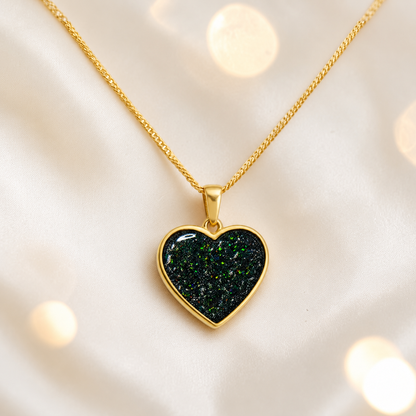 Black Flame Golden heart 9ct gold pendant, handcrafted in Lancashire UK – by Keepsake Memorial Jewellery