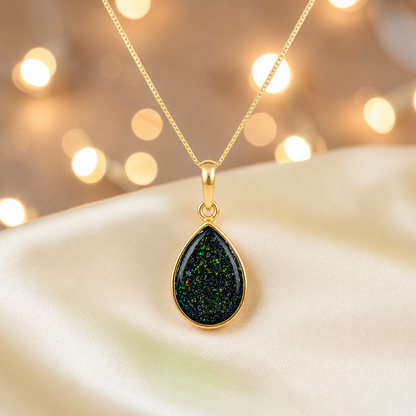 Black Flame Golden Whisper 9ct gold pendant, handcrafted in Lancashire UK – by Keepsake Memorial Jewellery