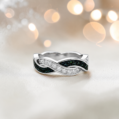 Keepsake Memorial silver Grace and ring, in black flame, handcrafted in Lancashire, UK