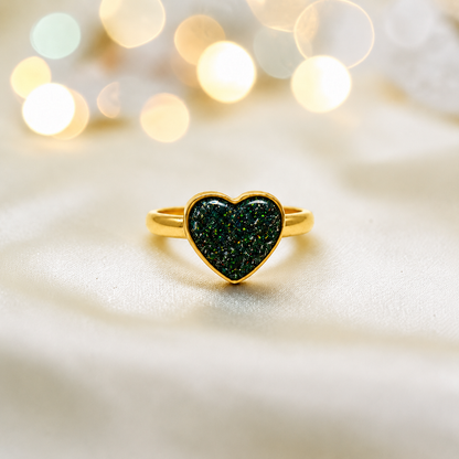 Black Flame 9ct gold heart memorial ring, Juliette, handcrafted in Lancashire, UK – by Keepsake Memorial Jewellery