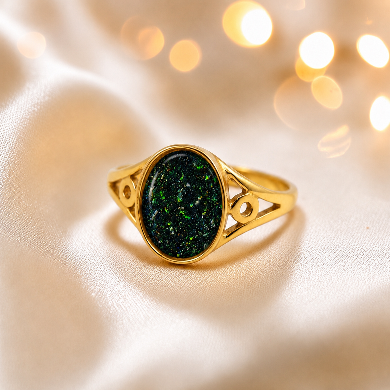 Black Flame Margot 9ct gold signet memorial ring, handcrafted in Lancashire, UK – by Keepsake Memorial Jewellery