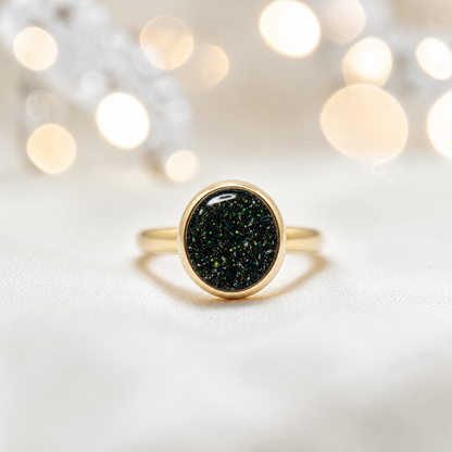 Black Flame 9ct gold round memorial ring,  Matilda, handcrafted in Lancashire, UK – by Keepsake Memorial Jewellery