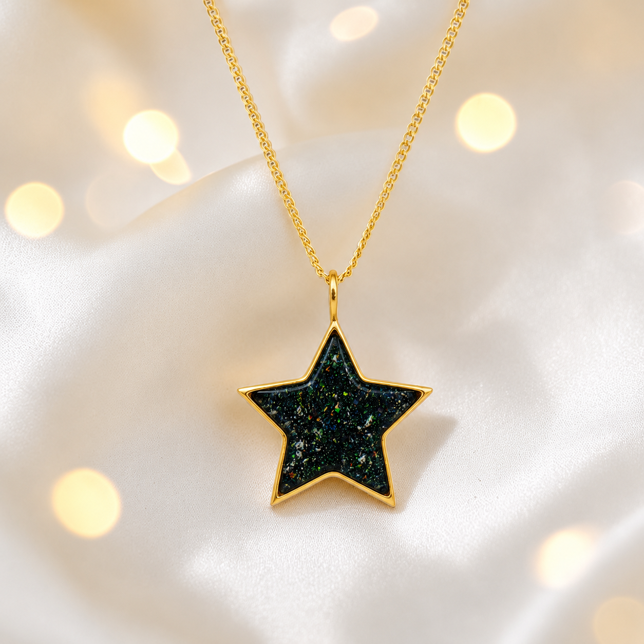 Black Flame Merak Star 9ct gold pendant, handcrafted in Lancashire UK – by Keepsake Memorial Jewellery