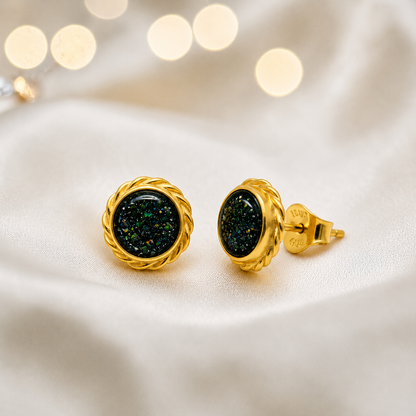 Black Flame Tala 9ct gold flower earrings, handcrafted in Lancashire, UK – by Keepsake Memorial Jewellery